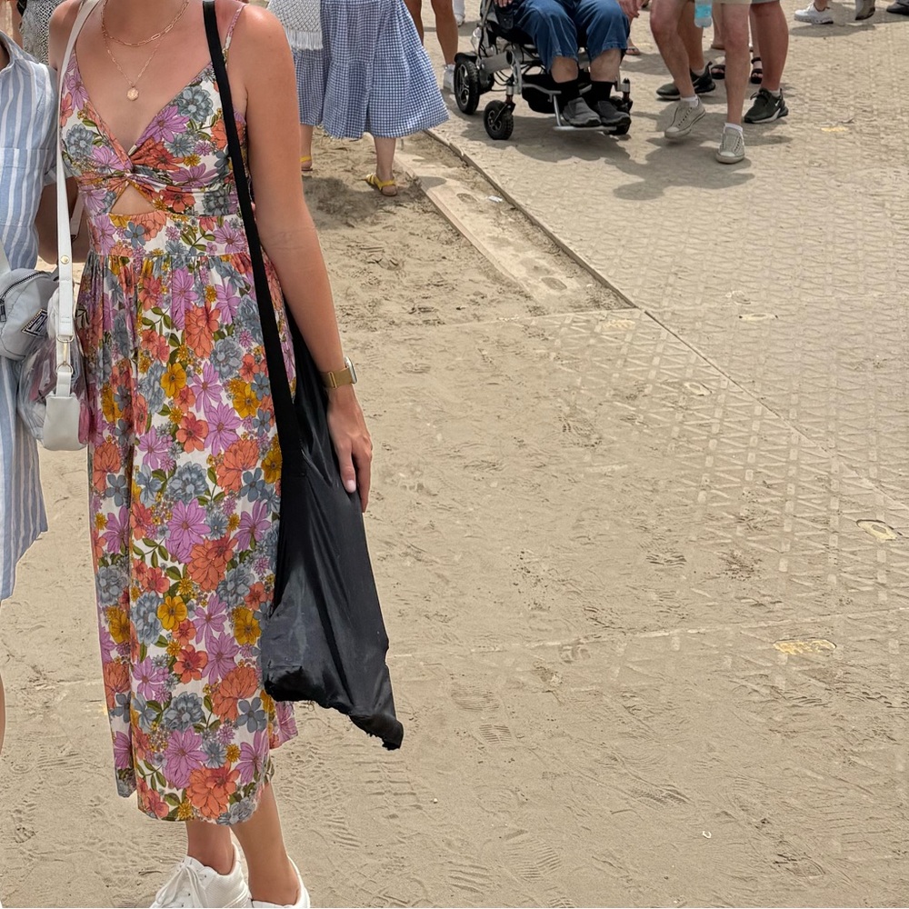 Floral midi Sundress in Pink, Orange & Green - Picture 4 of 4